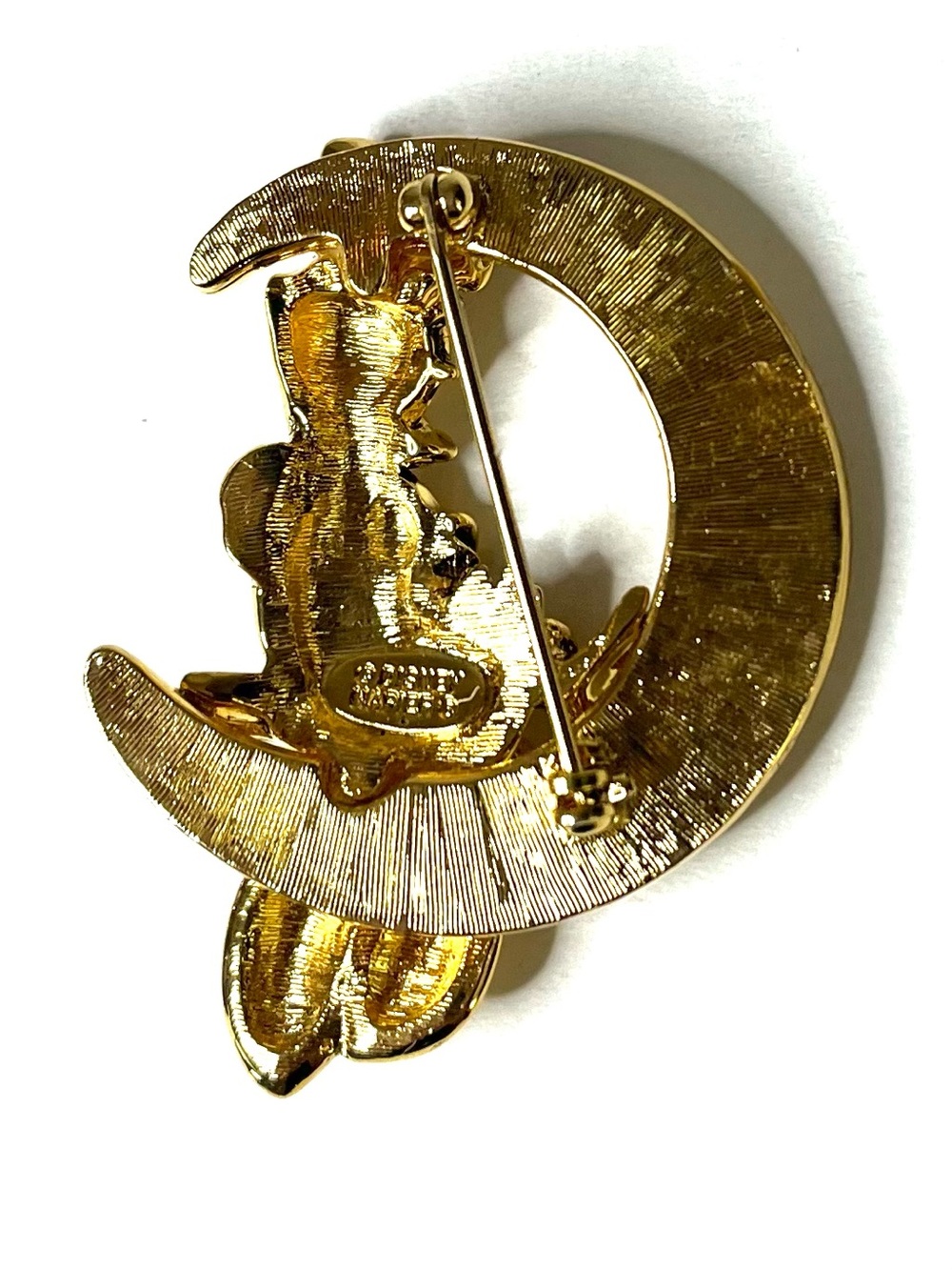 Vintage Napier Disney Daisy Duck Rhinestone Crescent Moon Brooch - Picture 7 of 7